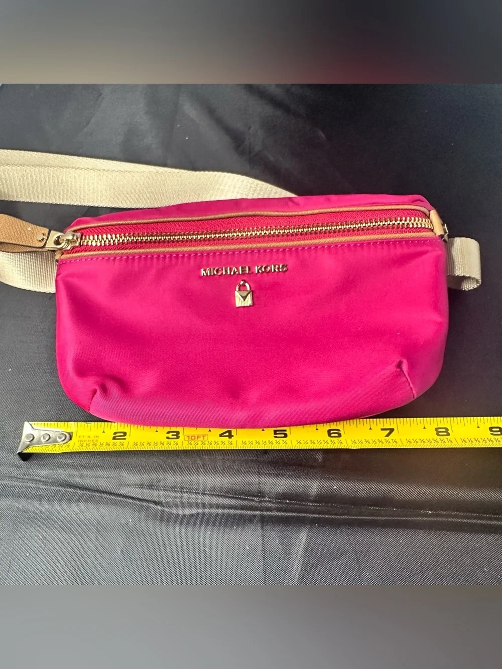 Michael Kors Hot Pink Nylon Belt Bag Fanny Pack Gold Hardware Adjustable Strap